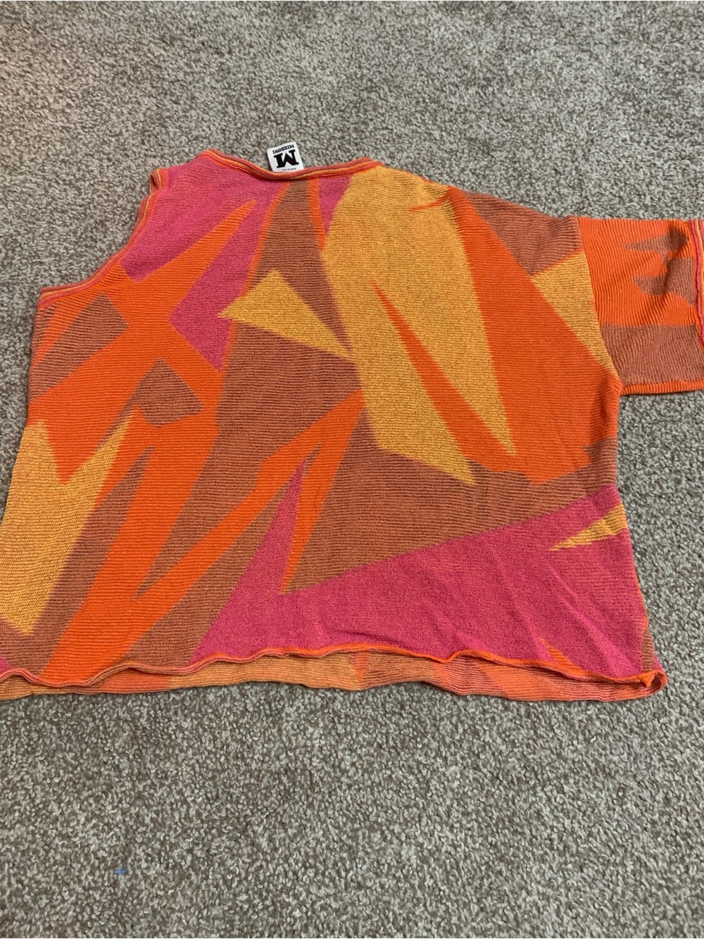 M by Missoni Geometric Colorblock Knit Top - Orange, Pink, Yellow